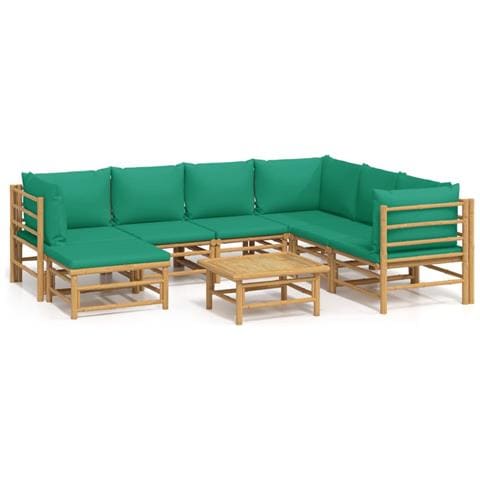 Set Salotto da Giardino 8pz con Cuscini Verdi Bambù - Foto 1