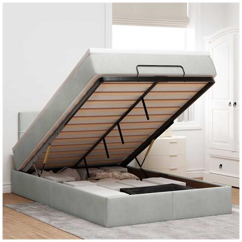 Struttura Letto Pouf con Materasso 120x200 cm Velluto - Foto 2