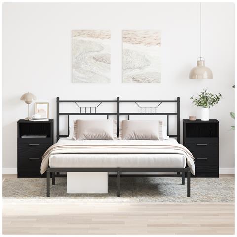 Comodini 2 pezzi Nero Rovere 40x35x65 cm Legno ingegnerizzato - Foto 2