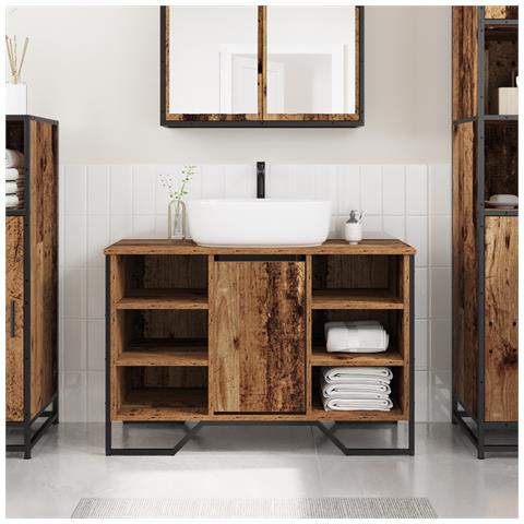 Mobile Lavabo da Bagno Legno Vecchio 91x35x60 cm Legno Ingegnerizzato - Foto 2