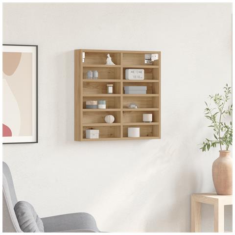 Cabinet Vitrine  in Rovere Artigianale 60x8,5x58 cm in Legno Ingegnerizzato - Foto 2