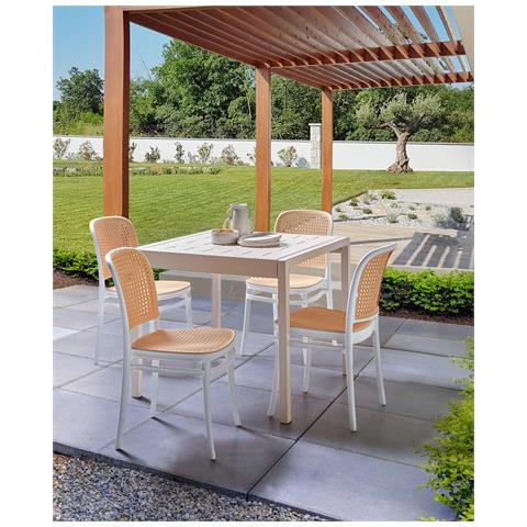 Set Di 4 Sedie Da Giardino Plose Bianco /beige - Foto 1