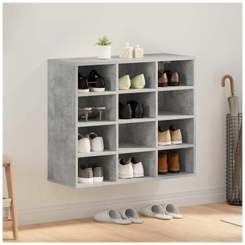 Scarpiera Grigio cemento 77.5 x 30 x 67 cm Legno multistrato - Foto 2