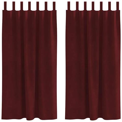 Tende con tende 2 pcs Rosso vino 140 x 175 cm Velluto - Foto 1
