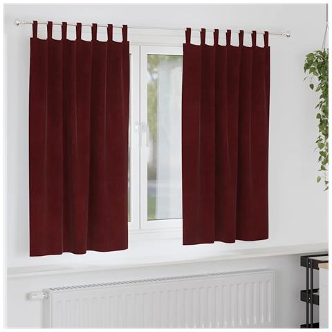 Tende con tende 2 pcs Rosso vino 140 x 175 cm Velluto - Foto 2