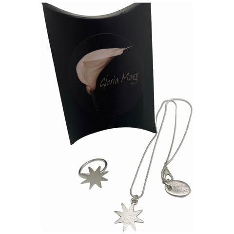 Ciondolo A Stella E Anello In Ottone E Zama Placcati In Argento Sterling. 40 Cm T-14 - Foto 1