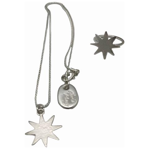 Ciondolo A Stella E Anello In Ottone E Zama Placcati In Argento Sterling. 40 Cm T-14 - Foto 2