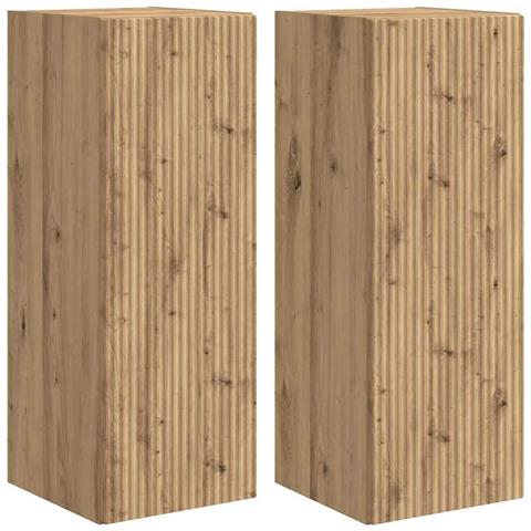 Mobile TV da parete 2 pcs Rovere Artigianale 30 x 31 x 80 cm - Foto 1
