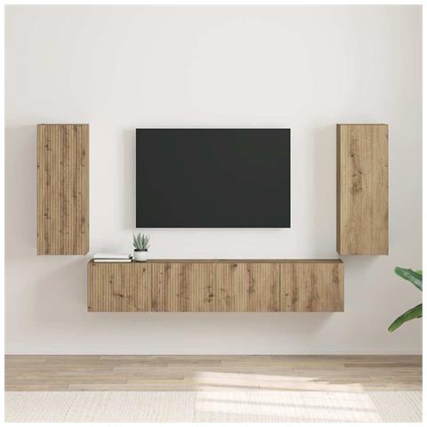 Mobile TV da parete 2 pcs Rovere Artigianale 30 x 31 x 80 cm - Foto 2