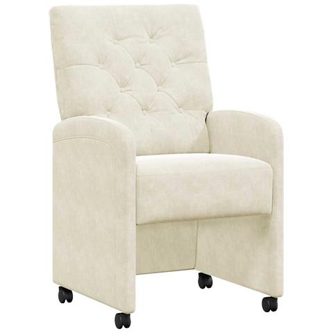 Sedie da Pranzo con Ruote 2 pcs Crema 58 x 67 x 97 cm Velluto - Foto 1