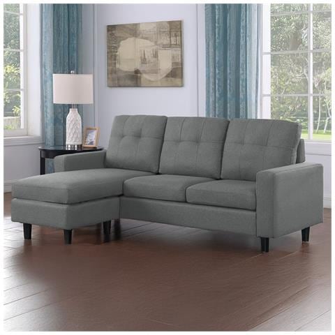 Belfast Divano Angolare A 3 Posti In Tessuto Grigio Scuro - Foto 2