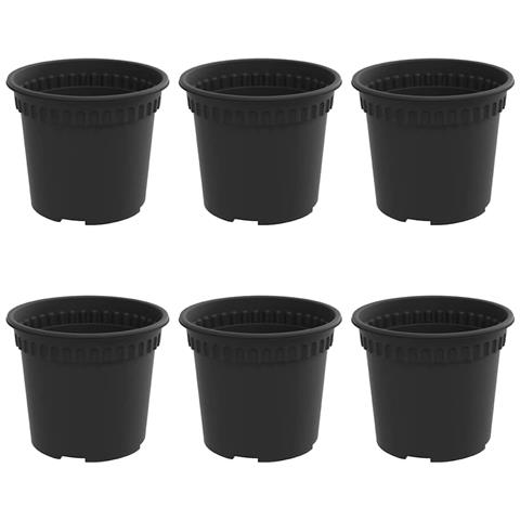 Vaso Rotondo per Fiori 6 pcs Nero Ø 12,5 x 10 cm Plastica - Foto 1
