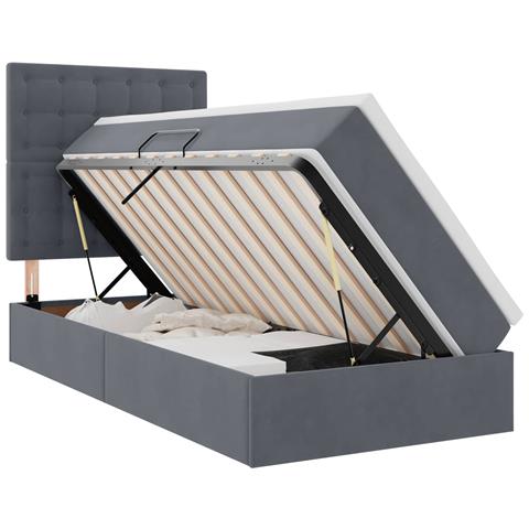 Letto con contenitore e materasso Grigio scuro 90 x 190 cm - Foto 1