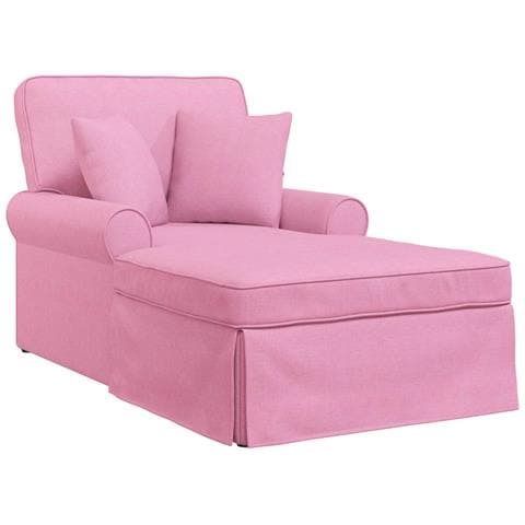 Chaise Longe con Gonna con cuscino 3 pcs Rosa Tessuto - Foto 1