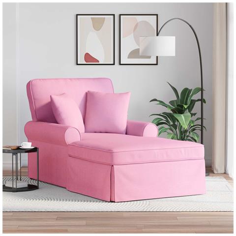 Chaise Longe con Gonna con cuscino 3 pcs Rosa Tessuto - Foto 2
