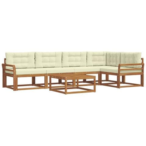 Set di divani da esterno con cuscino 6 pcs Naturale e Crema - Foto 1