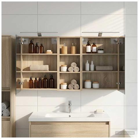 Set di Armadi da Bagno con lo scaffale 3 pcs 130 x 14,5 x 70 cm - Foto 2