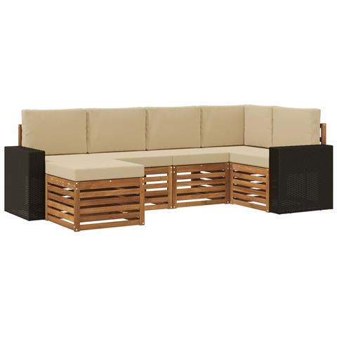Set divano sezionale con cuscino 6 pcs Naturale e Beige - Foto 1