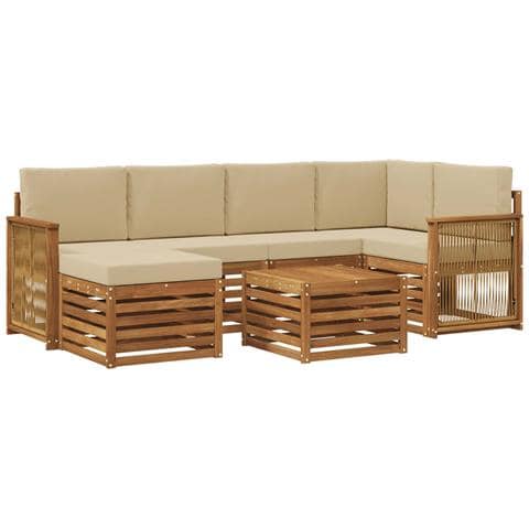 Set divano sezionale con cuscino 6 pcs Naturale - Foto 1