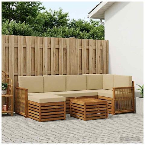 Set divano sezionale con cuscino 6 pcs Naturale - Foto 2