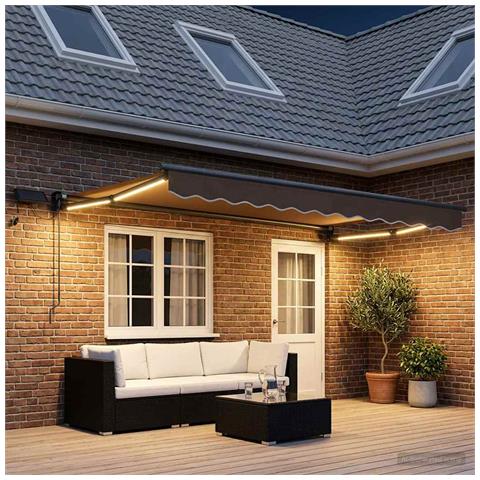 Tenda retrattile manuale con LED Tortora - Foto 2