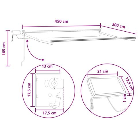Tenda retrattile manuale con LED Tortora - Foto 9