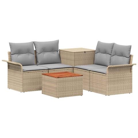 Set di divani 6 pcs 4-Numero di posti Beige e Grigio Chiaro - Foto 1