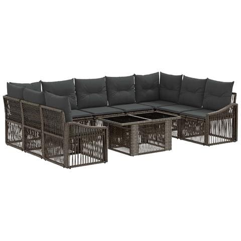 Set Divano da Giardino 10 pz Grigio e Grigio Scuro polyrattan - Foto 1