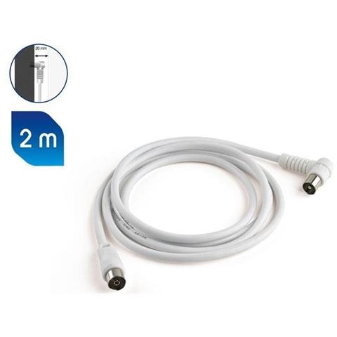 Cavo Antenna Impendenza 75 Ohm con Plug 90° Lunghezza 2 metri colore Bianco - Foto 4