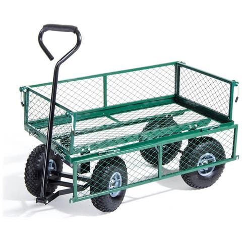 Carrello Con 4 Ruote Pneumatiche E Sponda Ribaltabile, Portata 150 Kg - Foto 7