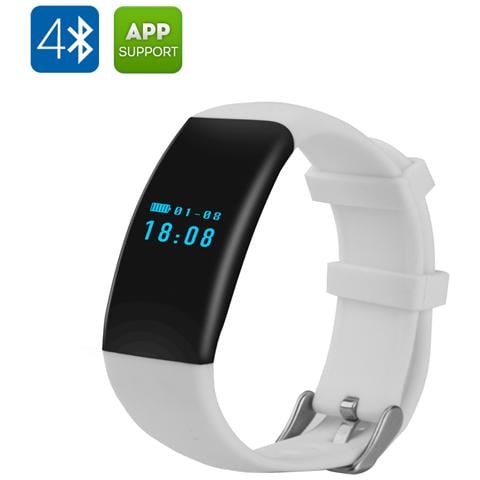 Dfit Bracciale Smart Sports Bianco, Impermeabile, contapassi, Cardiofrequenzimetro, bluetooth 4.0, apps Per Ios + Android - Foto 1