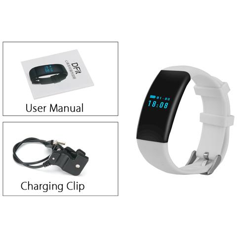 Dfit Bracciale Smart Sports Bianco, Impermeabile, contapassi, Cardiofrequenzimetro, bluetooth 4.0, apps Per Ios + Android - Foto 4