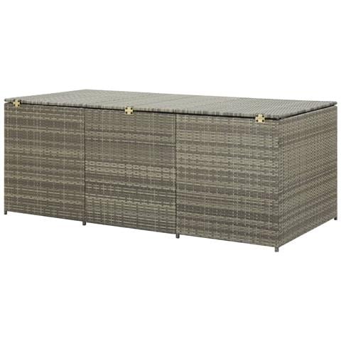 Baule da Giardino in Polyrattan 180x90x70 cm Grigio - Foto 2