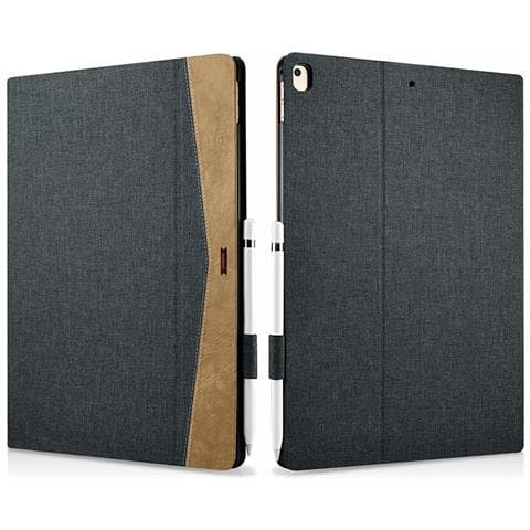 Folio Per Ipad Pro 12,9 Pollici 2017 In Tessuto E Pelle Serie Erudizione Nero - Foto 1