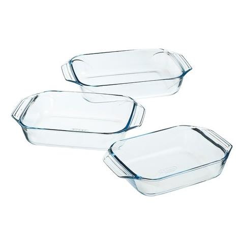 Set 3 Teglie In Vetro Cm 31x20, Cm 35x23, Cm 39x25 - Foto 1