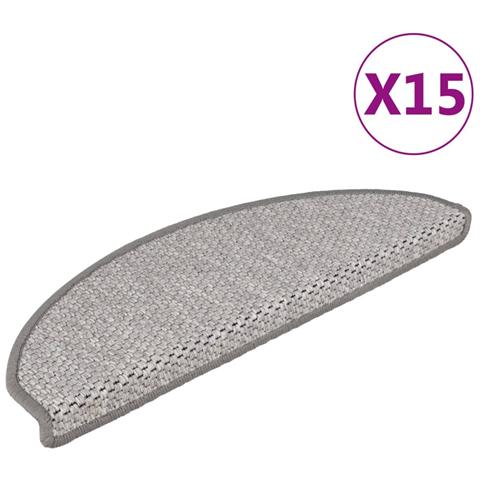 Tappeti Autoadesivi Scale Aspetto Sisal 15 pz 65x21x4cm Platino - Foto 1