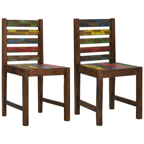 Sedie Da Pranzo 2 Pz In Legno Massello Di Recupero - Foto 1