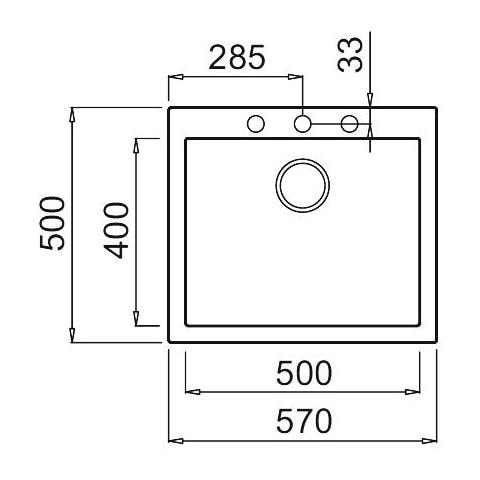 Lavello 1 Vasca Granitek Installazione Standard, 57 cm Granitek Colore Avena - Foto 2