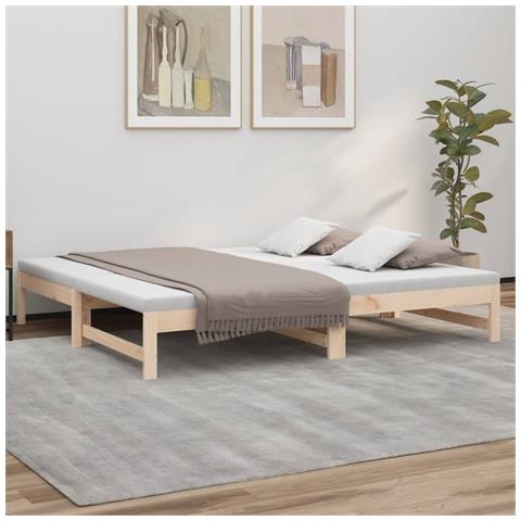 Dormeuse Estraibile 2x (75x190) cm Legno Massello di Pino - Foto 2