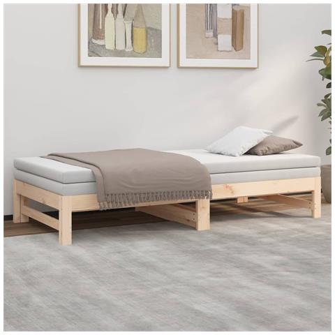 Dormeuse Estraibile 2x (75x190) cm Legno Massello di Pino - Foto 10