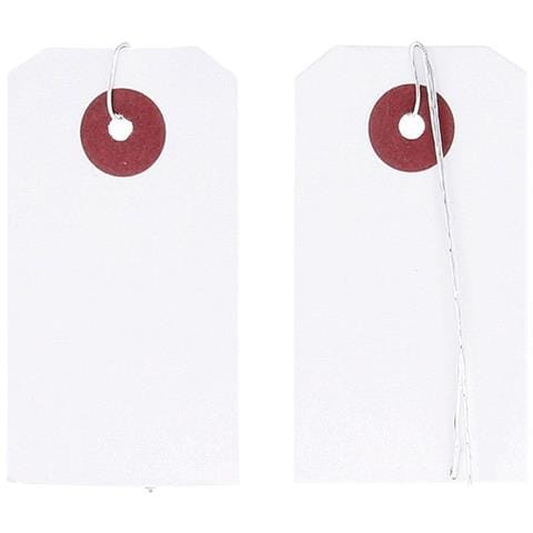 150 Mini Etichette Bianche 3 X 5,5 Cm Con Filo Metallico - Foto 1