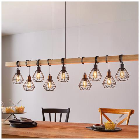 Lampadario Industrial Townshend 5 9 Luci Metallo Nero E Marrone - Foto 1