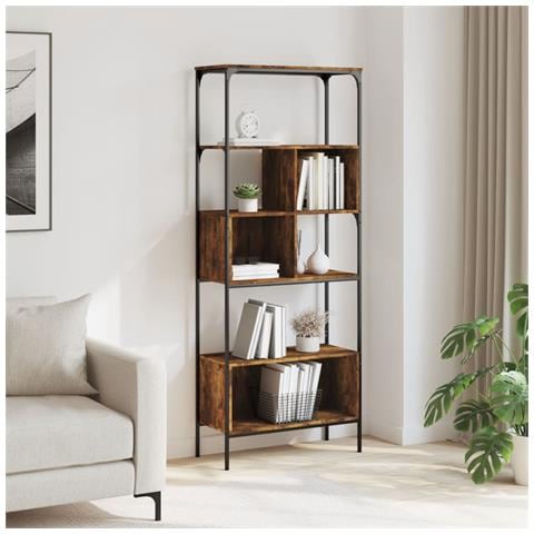 Libreria 5 Ripiani Rovere Fumo 76x33x188,5 Cm Legno Multistrato - Foto 3