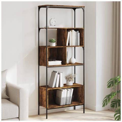 Libreria 5 Ripiani Rovere Fumo 76x33x188,5 Cm Legno Multistrato - Foto 1