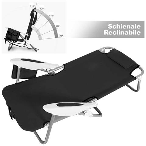 BAKAJI Spiaggina Pieghevole Sedia Spiaggia Alluminio Con Borsa