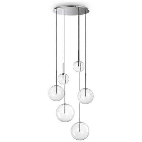 Lampadario A Sospensione Contemporaneo Equinoxe Metallo Cromo 6 Luci G4 2w Ip20 - Foto 1