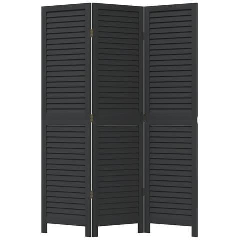 Divisorio Ambienti 3 Pannelli Nero Legno Massello Di Paulownia - Foto 8