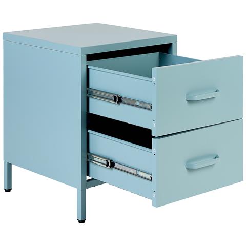 Comodino 2 Cassetti Malavi Metallo Azzurro - Foto 2