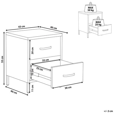 Comodino 2 Cassetti Malavi Metallo Azzurro - Foto 14