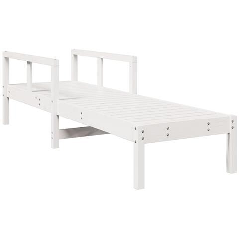 Lettino Prendisole Bianco 199,5x62x55 cm Legno Massello di Pino - Foto 2